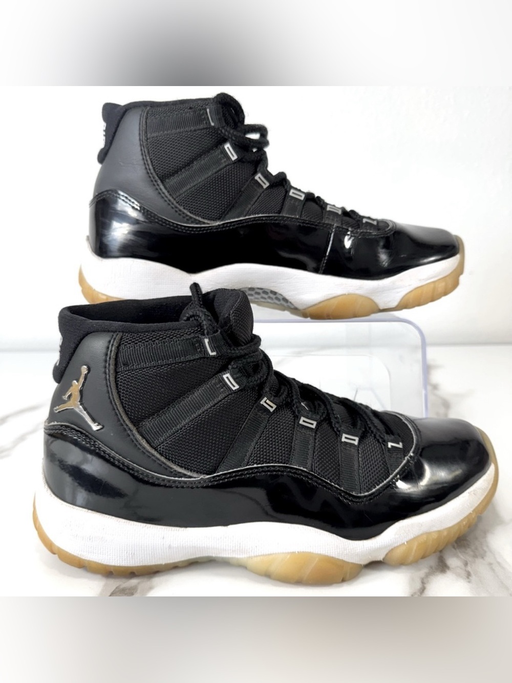 Air Jordan 11 Retro Jubilee 25th Anniversary Black Patent Basketball Sneakers